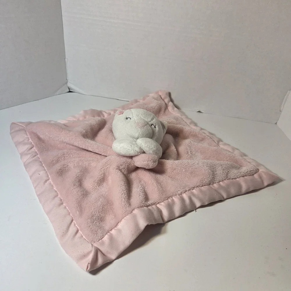 Carter's Baby Lovey Pink White Cat Security Blanket Lovey